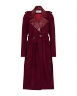 FW-012 | LONG BURGUNDY COAT WITH CROC-EFFECT LAPELS - Image 3