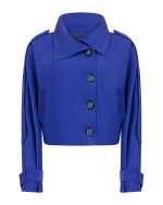 FW-013 | CROPPED BLUE TRENCH JACKET WITH SCULPTURAL SLEEVES - Image 2
