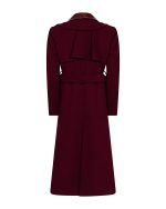 FW-014 | LONG BURGUNDY COAT WITH CROC-EFFECT DETAILS AND BELT - Image 4