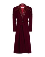 FW-014 | LONG BURGUNDY COAT WITH CROC-EFFECT DETAILS AND BELT - Image 5