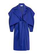 FW-015 | LONG BLUE COAT WITH CAPE-EFFECT DESIGN - Image 4
