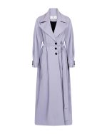 FW-021 | LONG GREY TRENCH COAT WITH OVERSIZED LAPELS AND BELT - Image 3