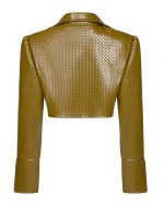 FW-010 | CROPPED OLIVE JACKET WITH EMBOSSED WOVEN TEXTURE - Image 3