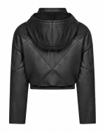 FW-003B | CROPPED FAUX-LEATHER PUFFER JACKET - Image 3