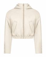 FW003W | OFF-WHITE CROPPED FAUX-LEATHER PUFFER JACKET - Image 2