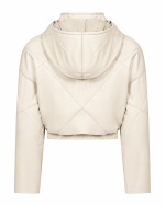 FW003W | OFF-WHITE CROPPED FAUX-LEATHER PUFFER JACKET - Image 3
