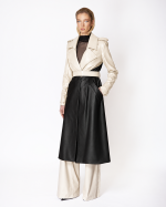 FW-005 | TWO-TONE CROPPED TRENCH COAT WITH BELT AND ARCHITECTURAL SILHOUETTE - Image 5