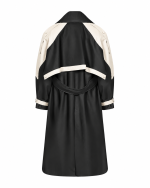 FW-007B | BLACK TWO-TONE FAUX-LEATHER TRENCH COAT - Image 4