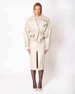 FW-011W | OFF-WHITE BELTED FAUX-LEATHER JACKET - Image 3