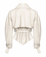 FW-011W | OFF-WHITE BELTED FAUX-LEATHER JACKET - Image 5