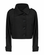 FW-013B | BLACK SHORT JACKET WITH OVERSIZED COLLAR - Image 2