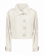 FW-013W | OFF-WHITE SHORT JACKET WITH OVERSIZED COLLAR - Image 2