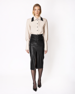 FW-018 | CONTRAST-COLLAR SHIRT WITH PUFF SLEEVES - Image 7