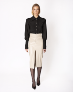 FW-018 | CONTRAST-COLLAR SHIRT WITH PUFF SLEEVES - Image 12