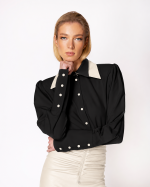 FW-018 | CONTRAST-COLLAR SHIRT WITH PUFF SLEEVES - Image 11