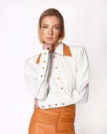 FW-018 | CONTRAST-COLLAR SHIRT WITH PUFF SLEEVES - Image 16