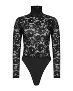 FW-023 | BLACK FLORAL LACE BODYSUIT - Image 3