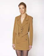 FW-029 | CROPPED STRUCTURED BLAZER WITH STATEMENT POINTED LAPELS & DOUBLE-BUTTON CLOSURE - Image 9