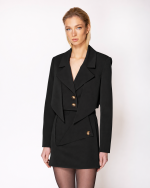 FW-029 | CROPPED STRUCTURED BLAZER WITH STATEMENT POINTED LAPELS & DOUBLE-BUTTON CLOSURE - Image 13