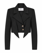 FW-029 | CROPPED STRUCTURED BLAZER WITH STATEMENT POINTED LAPELS & DOUBLE-BUTTON CLOSURE - Image 16
