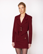 FW-029 | CROPPED STRUCTURED BLAZER WITH STATEMENT POINTED LAPELS & DOUBLE-BUTTON CLOSURE - Image 5