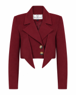 FW-029 | CROPPED STRUCTURED BLAZER WITH STATEMENT POINTED LAPELS & DOUBLE-BUTTON CLOSURE - Image 7