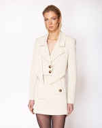 FW-029 | CROPPED STRUCTURED BLAZER WITH STATEMENT POINTED LAPELS & DOUBLE-BUTTON CLOSURE