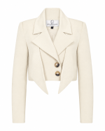 FW-029 | CROPPED STRUCTURED BLAZER WITH STATEMENT POINTED LAPELS & DOUBLE-BUTTON CLOSURE - Image 3