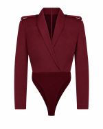FW-031 | TAILORED BODY BLAZER WITH STRUCTURED SHOULDERS AND SHOULDER TABS - Image 7