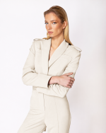 FW-031 | TAILORED BODY BLAZER WITH STRUCTURED SHOULDERS AND SHOULDER TABS - Image 9