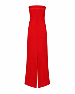 FW-032 | STRAPLESS FITTED MAXI DRESS WITH ASYMMETRIC DRAPED OPENING AND TAILORED POCKET DETAILS - Image 9