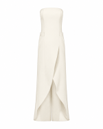 FW-032 | STRAPLESS FITTED MAXI DRESS WITH ASYMMETRIC DRAPED OPENING AND TAILORED POCKET DETAILS - Image 5