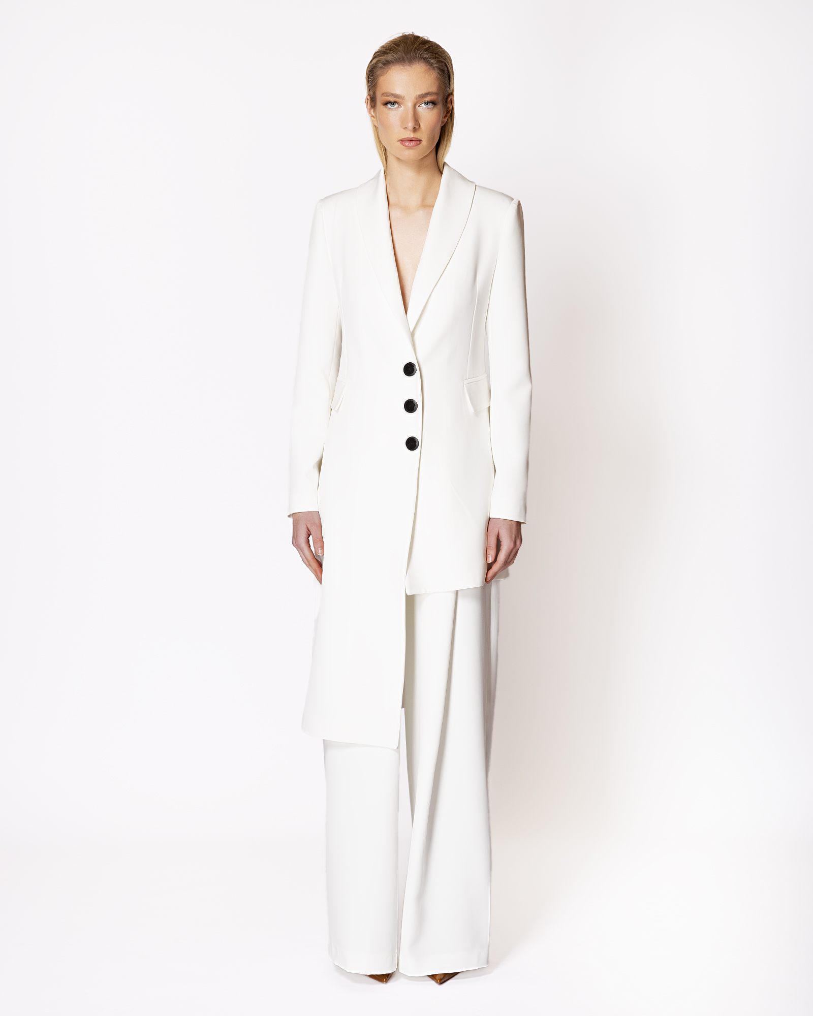 FW034 FW-034 | OFF-WHITE SUIT BLAZER WITH ASYMMETRIC PANEL - Image 1
