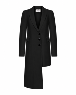FW-034B | BLACK LONG BLAZER WITH SHAWL COLLAR AND ASYMMETRIC HEM - Image 2