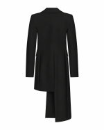 FW-034B | BLACK LONG BLAZER WITH SHAWL COLLAR AND ASYMMETRIC HEM - Image 3
