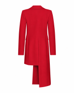 FW-034R | RED LONG BLAZER WITH SHAWL COLLAR AND ASYMMETRIC HEM - Image 3