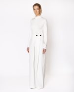 FW-035 | OFF-WHITE HIGH-WAISTED TROUSERS WITH PLEATS