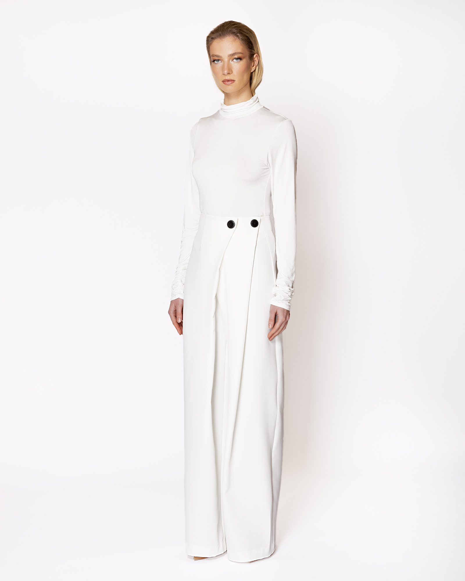FW035 FW-035 | OFF-WHITE HIGH-WAISTED TROUSERS WITH PLEATS - Image 1