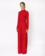 FW-035R | RED HIGH-WAISTED TROUSERS WITH DOUBLE BUTTONS AND WIDE LEGS