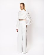 FW-038 | ASYMMETRIC CROPPED BLOUSE WITH WRAP-BACK DETAIL - Image 3