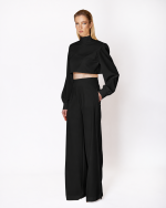 FW-037 | HIGH-WAISTED STRAIGHT-LEG TROUSERS WITH CURVED SEAM DETAIL - Image 7