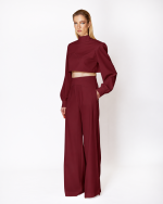 FW-037 | HIGH-WAISTED STRAIGHT-LEG TROUSERS WITH CURVED SEAM DETAIL - Image 4