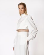 FW-038 | ASYMMETRIC CROPPED BLOUSE WITH WRAP-BACK DETAIL