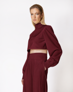 FW-038 | ASYMMETRIC CROPPED BLOUSE WITH WRAP-BACK DETAIL - Image 6