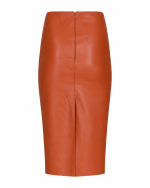 FW-041BN | BROWN MIDI SKIRT WITH RUCHED YOKE AND FRONT BUTTONS - Image 3
