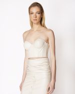 FW-042 | OFF-WHITE LEATHER BUSTIER WITH BONING
