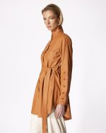 FW-047 | ECO-LEATHER BELTED SHIRT