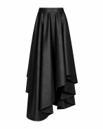 FW-049B | BLACK ASYMMETRIC FAUX LEATHER SKIRT - Image 2