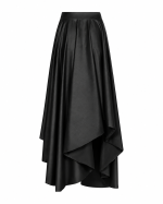 FW-049B | BLACK ASYMMETRIC FAUX LEATHER SKIRT - Image 3