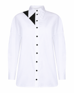 FW-050WB |WHITE SHIRT WITH BLACK GEOMETRIC DETAIL - Image 3
